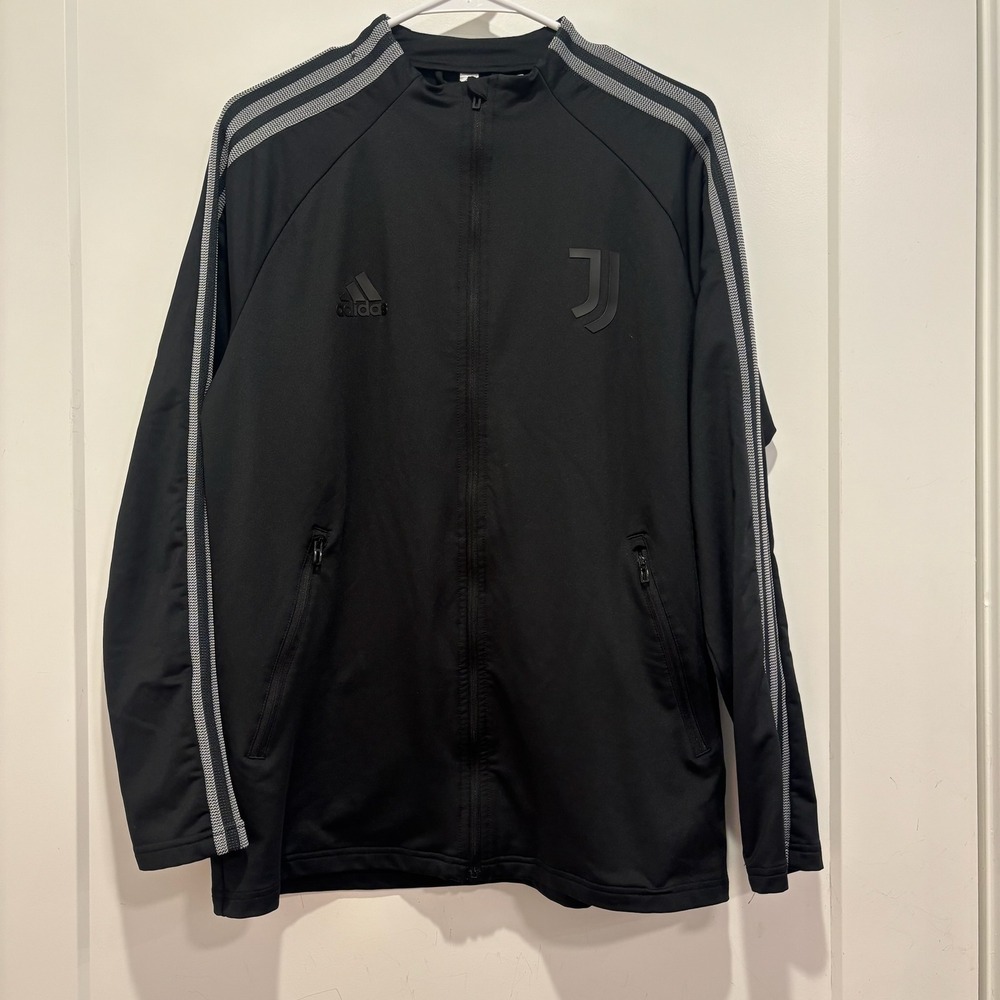 Adidas Juventus FC Soccer Track Jacket Mens Medium Black Full‎ Zip Training Coat